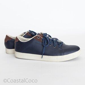 Skechers Men's Air Cooled Memory Foam Leather Sneakers 9.5 Navy Relaxed Comfort